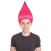 baratos Perucas de Carnaval-Peruca de Carnaval 2026 Rosa Vermelho Azul Liso Curto Peruca sintética para festivais Mardi Gras Parada Cabelo para fantasia de cosplay para Feminino