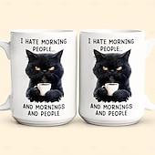  Caneca engraçada "Odeio pessoas matinais, manhãs e pessoas" - Caneca de cerâmica para café, ideal para trabalho, casa ou escritório - Presente divertido para amigos e colegas de trabalho.