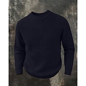 voordelige pullover voor heren-Voor heren Trui Gebreide trui Geribd Kabel breien Normale tops Gebreid Effen Strakke ronde hals Modern Modern eigentijds Casual Alledaagse kleding Kleding Herfst Winter Wit S M L