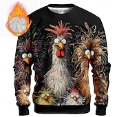 Χαμηλού Κόστους Animal Print-Ανδρικά Πετεινός Γκρινιάρης Φλις Πουλόβερ Καθημερινά Καθημερινό 3D Στρογγυλή Ψηλή Λαιμόκοψη Σπίτι Πάρτι Δώρο Streetwear Μπλε Απαλό Μπλε Λίμνης Μαύρο Λευκό Ρουμπίνι 3D εκτύπωση Φθινόπωρο Χειμώνας