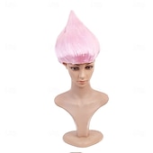 baratos Perucas de Carnaval-Peruca de Carnaval 2026 Rosa Vermelho Azul Liso Curto Peruca sintética para festivais Mardi Gras Parada Cabelo para fantasia de cosplay para Feminino