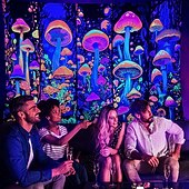 levne Tapiserie Blacklight-Gobelín s černým světlem a houbami, květinová rostlina, nástěnná dekorace, UV reaktivní gobelín, světélkující ve tmě, hippie nástěnná dekorace do ložnice s motivem trippy pokoje