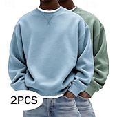 preiswerte Einfache Sweatshirts-Herren Sweatshirt Pullover Lila + Blau Marineblau + Dunkelgrau Dunkelgrün + Gelb Hellgrün + Marineblau Hellblau + Hellgrün Rundhalsausschnitt Einfach Oversize Sport &amp; Outdoor Lässig Täglich