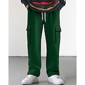 abordables Fret-Homme Jogging Cargo Joggings Pantalons Cordon de serrage Avec Poches Taille Élastique Uni Confort Quotidien Sport en Plein Air Mode Occasionnel Kaki Micro-Élastique