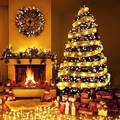 economico Strisce LED-Luci a stringa a nastro 3m 30LED 5m 50LED luci decorative per alberi atmosfere per matrimoni di Capodanno luci a ghirlanda alimentate a batteria in filo di rame