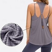 abordables Chemise pour femmes-Femmes Couleur Unie Débardeur Tee Shirt Fitness Ample Élastique Évacuation de la transpiration Respirant Tennis Pickleball Yoga Col ras du cou Top Noir Bleu Violet Vêtements de tennis