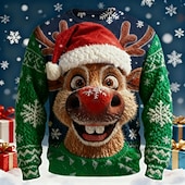 זול סוודרים מכוערים של גברים-סוודר חג המולד המכוער בגדי ריקוד גברים כל אחד דפוס סוודר סוודר סריגים צווארון צווארון יום יומי חופשה יומי Keep Warm שרוול ארוך אביב סתיו חורף שחור אודם פול