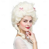  Platinablondi peruukki lyhyet kiharaiset viktoriaanisen pesän kuningatar cosplay-asupuruukki karnevaali festivaalijuhliin