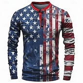 رخيصةأون علَم-رجالي مكتب  /  الأعمال علم امريكا قميص هينلي كم طويل نمط عتيق كاجوال فضفاض مناسب للعطلات ربيع &amp; الصيف كل الفصول 1# 2# 3# هينلي تي شيرت هنلي