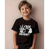 cheap Boy's 3D Funny Humor-Christmas Unisex Boys' 3D Graphic Funny Slang 67 T shirt Tee Short Sleeve 3D Print Summer Spring Sports Fashion Streetwear Kids 4-12 Years Crew Neck Outdoor Casual Daily Regular Fit
