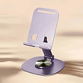 baratos Suportes para tablet-Suporte de metal giratório 360 graus para celular, compacto e portátil, dobrável para mesa, compatível com todos os smartphones e tablets.