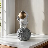 cheap Statues-1PC Cute Astronaut Station Moon-shaped Decorative Small Ornaments Resin Material Hand-painted Astronaut Shaped Handicrafts Astronaut Shaped Office Desk and Desk Decoration Ornaments