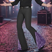 Недорогие Вспышка-Муж. Штаны Костюм Беллое дно Расклешенные брюки Брюки для выпускного Пэчворк Блестящий металл Полотняное плетение Комфорт Полная длина Для вечеринок Бизнес Повседневные Мода Уличный стиль