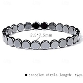 cheap Home Supplies-Men's Hematite Bracelet, Natural Stone Beaded Elastic with Stones, Minimalist Durable Everyday Casual Wear, for Formal Events &amp; Casual Attire, Year-Round Elegant Beaded Bracelet, Jewelry Gift