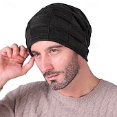 tanie Czapka typu beanie-Męskie Dla obu płci Czapka Beanie Czapki zimowe Czapki Dzianinowy kapelusz Czapka zimowa Czarny Wino Poliester Dzianiny Oddychający Wygodny Dzienne zużycie Wyjściowe Jednolity/zwykły kolor Ciepłe