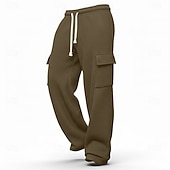 preiswerte Fracht-Herren Waffel Cargo-Hosen Cargo-Jogginghose Hose Gerade geschnittene Sweatpants Kordelzug Elastischer Bund Mehrere Taschen Einfach Feuchtigkeitsableitend Atmungsaktiv Volle Länge Sport im Freien