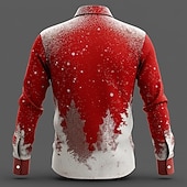 economico Costume di Natale-Natale Per uomo Costume di Natale Colletto finto e design del vestito Camicia da smoking stampata con cravatta Camicia Camicia con Bottoni Manica Lunga Divertente All'aperto Ferie Primavera Autunno