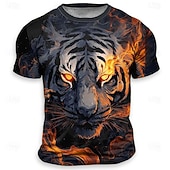  Per uomo Animale Tigre Divertente Maglietta Manica Corta maglietta Stampa 3D Girocollo Camicia Esagerato Designer Feste Ferie Nero 1 Nero 3 Nero 2 Estate Primavera Abbigliamento S M L XL XXL XXXL