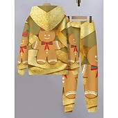 voordelige Kerstsets voor kinderen-Kerstmis Jongens 3D Grafisch Ruitjes Peperkoek mannen Kerstsets kerstcadeau Set met capuchon en joggingbroek Lange mouw Lente Herfst Dagelijks Basic Casual Kinderen 4 jaar + Capuchon Buiten Vakantie