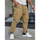 economico Pantaloni cargo-Per uomo Pantaloni Cargo Pantaloni Coulisse Multi-tasche Semplice Indossabile All'aperto Quotidiano Campeggio &amp; Escursionismo Moda Classico Nero Verde militare