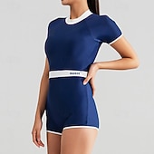 billiga One Pieces Rash Guards-Dam 2-delad rashguard Tankini-baddräkter Surfskjorta Solid färg UPF50+ Andningsfunktion Kortärmad Badkläder Surfing Paddling Snorkelfenor Sommar