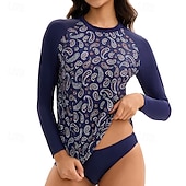 billige One Pieces Rash Guards-Dame Rash-guard Badedrakt Badetøy Badetøy Mørkeblå UV Beskyttelse Midjekontroll Surfing Kanopadling Snorkling Vår