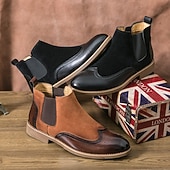 preiswerte Chelsea -Stiefel-Braune Chelsea-Boots aus Kunstleder für Herren – stilvoll und elegant, perfekt für Business Casual, formelle Anlässe und den Alltag.