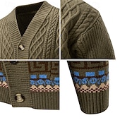 economico Maglioni Cardigan da uomo-Per uomo Felpa Cardigan Maglione Fair Isle A Coste Treccia Maglia Top Regolari Lavorato a maglia Geometrico Scollo a V Vacanza Moda Casuale Abbigliamento quotidiano Abbigliamento Autunno &amp; Inverno