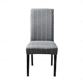 economico Fodera per sedia da pranzo-Coprisedia elasticizzati in jacquard tinta unita, coprisedia da pranzo con schienale alto, design a trecce testurizzate, protezione elastica per la sedia, per la casa, la cucina, l&#039;hotel e la