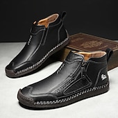 abordables Botines-Botas de senderismo de piel sintética de primera calidad para hombre: calzado resistente con cierre de cremallera para aventuras al aire libre y uso casual.