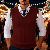 preiswerte Herrenpullover-Herren Pullunder Kleid Pullover Pullover Weste Strickpullover Gerippt Zopfmuster Stricken Normale Oberteile Gestrickt Einfach V Ausschnitt Mode Lässig Urlaub Alltagskleidung Bekleidung Herbst Winter