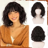 זול פאות קרנבל-פאת קרנבל 2026 ורוד שחור כחול מתולתל Bob קצר פאה סינתטית לפסטיבל מרדי גרא מִצעָד שיער לתחפושת קוספליי ל נשים