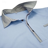 economico Polo classica da uomo-Per uomo Semplice Maglia da golf Manica Lunga Bavero Vacanza Essenziale Tempo libero Sportivo Ferie Casual Quotidiano Patchwork Tasca Bottoni Tutte le stagioni Blu chiaro Nero Bianco