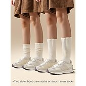 זול גרביים לבית-גרביים רפויות לנשים, גרבי מגפיים מרופדות לבנות, סרוגות עבות ואריכות ימים, אופנתיות רחוב, אופנתי, סתיו חורף, קז'ואל, ספורטיבי, חמים ונעימים, גרביים לנשים