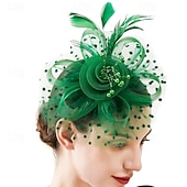 cheap Fascinators-Headdress Feathers Beads Wedding Birthday Elegant Vintage With Rhinestone Headpiece Headwear