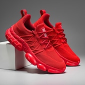 economico Scarpe da Corsa per Uomini-scarpe da corsa rosse da uomo: tomaia in mesh traspirante con cuscino d'aria per una calzata comoda, perfette per lo shopping natalizio e le attività all'aperto