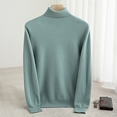 preiswerte Wollpullover für Herren-Hochwertiger Herren-Rollkragenpullover aus reiner Wolle und Kaschmir, klassischer Strickpullover, weich, warm und atmungsaktiv