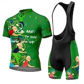 Χαμηλού Κόστους Ανδρικά σύνολα ένδυσης-Ανδρικά Φανέλα ποδηλασίας Αθλητική φανέλα και σορτς ποδηλασίας Κοντομάνικο Ποδηλασία Βουνού Ποδηλασία Δρόμου Καλοκαίρι Άνοιξη Κίτρινο Πορτοκαλί Πράσινο του τριφυλλιού Κινούμενα σχέδια Γεωμετρικό