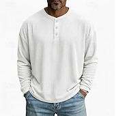 economico T-shirt in velluto a coste-Per uomo Maglietta Camicia di Velluto a Coste Camicia a Maniche Lunghe Manica Lunga Henley Primavera Autunno Inverno Semplice Striscia di Fossa Moda Designer Essenziale Puro Vacanza Streetwear Casuale