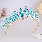 abordables Tiara &amp; Coronas-Tiaras de la corona Vestimenta de Cabeza Legierung Boda Cumpleaños Elegante Estilo lindo Con Cristal Celada Sombreros