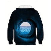 baratos Visão 3D e Geometria do Menino-Para Meninos 3D Gráfico Moletom Pullover Manga Longa Impressão 3D Primavera Outono Esportes Moda Roupa de rua Infantil 4-12 anos Com Capuz Ao ar livre Casual Diário Normal