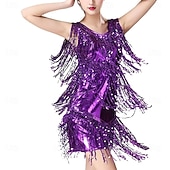 abordables Robes de Pratique-Robe de danse des années 1920 à franges à sequins pour femmes Samba Dancewear Costume de performance