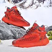 abordables Zapatillas Informales-Hombre Zapatillas de deporte Zapatos de Navidad Forro de Lana Zapatos para correr Zapatos de Paseo Casual Punto Cómodo Antideslizante Transpirable Botines / Hasta el Tobillo Cordones Negro Blanco Rojo