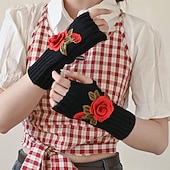  Dámské 1 pár Poloviční prsty / Pletené rukavice Aktivní / Šik ven Rukavice - Květiny Tisk