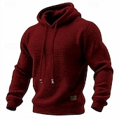 baratos hoodies básicos dos homens-Homens Moletom Moletons Waffle Moletom com capuz Adamascado Preto Branco Verde Tropa Vermelho Com Capuz Tecido Textura Casual Diário Desportos e Ar livre Roupa de rua Legal Roupa de Esporte Primavera