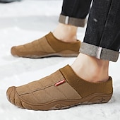 economico Ciabatte e infradito da uomo-scarpe slip-on trapuntate marroni da uomo con fodera in pile: calzature calde e comode per l'inverno e le uscite informali