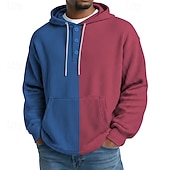 economico felpe con cappuccio da uomo di base-Per uomo Felpa con cappuccio Maglione Blu Verde chiaro Rosa Blu Reale Viola Con Cappuccio Blocco di colori Tasca Sport &amp; Outdoor Casuale Quotidiano Stampa 3D Streetwear Abbigliamento Sportivo Casual