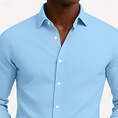 abordables Chemises décontractées intelligentes pour hommes-Homme Chemise Chemise en velours côtelé Chemise Boutonnée bleu marine manche longue Uni Col Rabattu Occasionnel Quotidien Boutonné Vêtement Tenue Coton Mode Streetwear Classique Occasionnel
