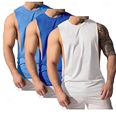 baratos Tops de ginásio-Homens Malha Íntima Colete Camiseta Interior camisa sem manga Sem Manga Decote V Decote Redondo Verão Tecido Moda Clássico Confortável 3 Peças Multi-pack Rua Casual Esportes A B C Top Tee para Homens