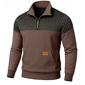  Pánské Mikina Waffle mikina Svetr Čtvrtletní mikina na zip Vodní modrá Fialová Armádní zelená Khaki Světle šedá Klopa Bez vzoru Slátanina Barevné bloky S texturou Ležérní Denní Sporty a outdoor